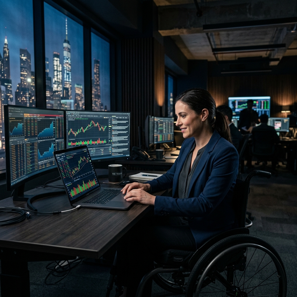 Trader en fauteuil roulant