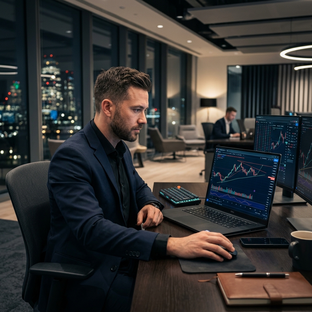 Un trader dans son bureau